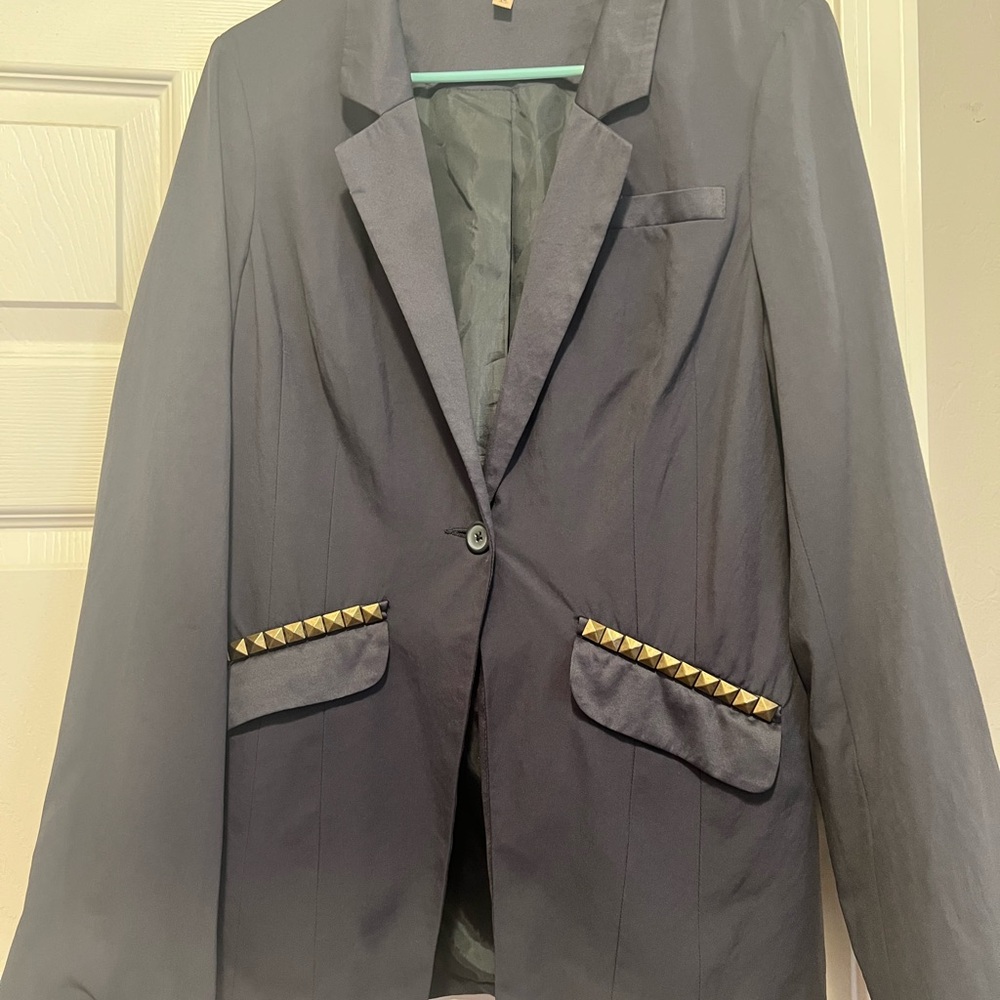 Women’s  Dark Gray  Blazer with Gold Accents